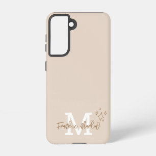 Coque Samsung Galaxy Beige Minimal Moderne Monogramme initial Nom