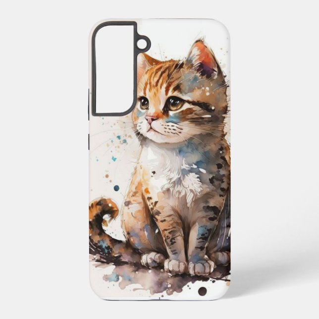 Coque Samsung Galaxy Belle Chat 'Aquarelle (Verso)
