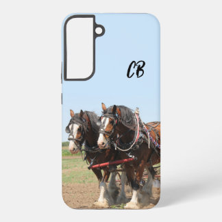Coque Samsung Galaxy Belle équipe de Cheval de travail Brown Initiales