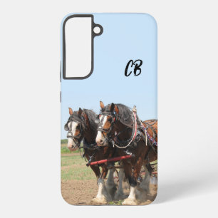 Coque Samsung Galaxy Belle Équipe De Chevaux De Trait Bruns Avec Initia