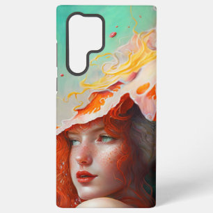 Coque Samsung Galaxy Belle Fille Rousse Artistique Abstraite aux Cheveu