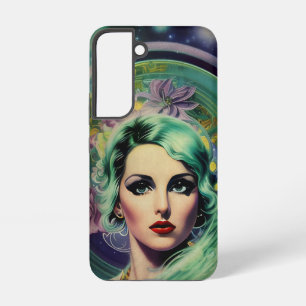 Coque Samsung Galaxy Belle Lavande & Green Retro Style Space Woman