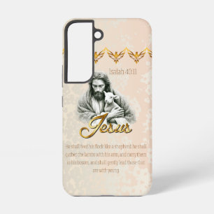 Coque Samsung Galaxy Bible à la mode accent or Jésus agneau colombe