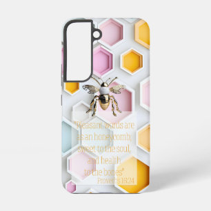 Coque Samsung Galaxy Bible Chic Rose Jaune Bleu Blanc Nid d'Abeille Abe
