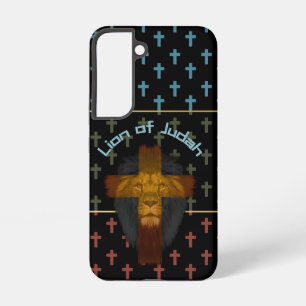 Coque Samsung Galaxy Bible Noir Rouge Olive Bleu Croix Lion de Juda