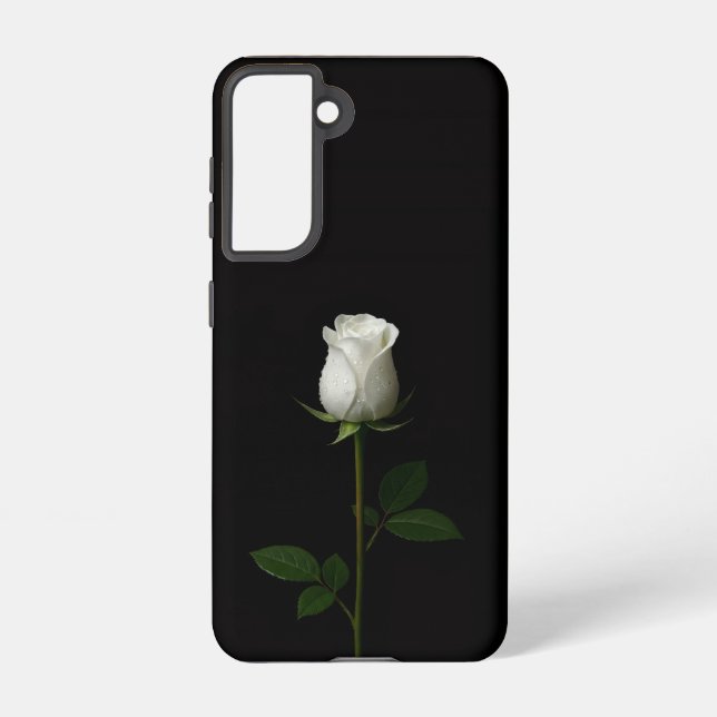 Coque Samsung Galaxy Black 4 Luxe  Galaxy S21 Case, Pure White Rose (Verso)