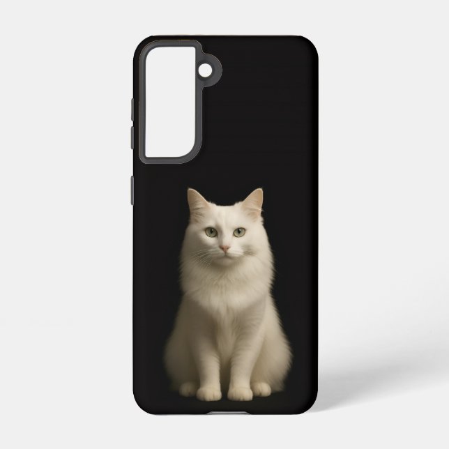 Coque Samsung Galaxy Black 4 Luxe  Galaxy S21 Case, Turkish Angora Cat (Verso)