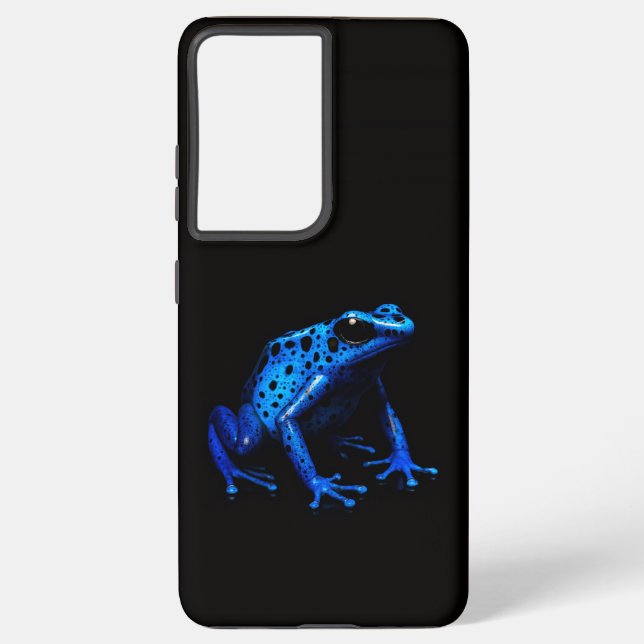 Coque Samsung Galaxy Black 4 Luxe Galaxy S21 Plus, grenouille bleue éle (Verso)