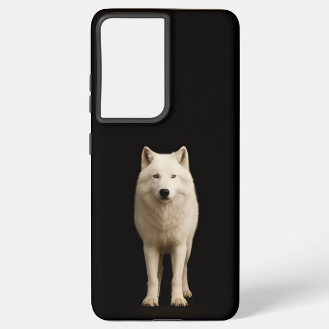 Coque Samsung Galaxy Black 4 Luxe Galaxy S21 Plus, Ivory Arctic Wolf (Verso)