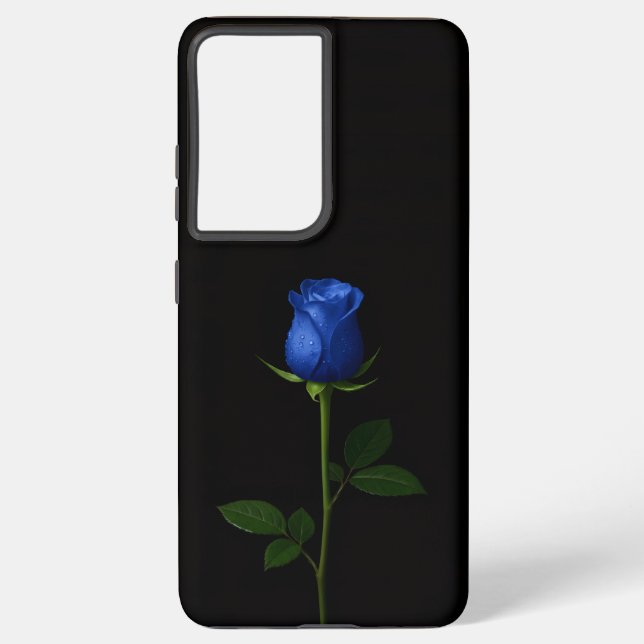 Coque Samsung Galaxy Black 4 Luxe Galaxy S21 Plus, Midnight Blue Rose (Verso)