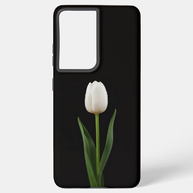 Coque Samsung Galaxy Black 4 Luxe Galaxy S21 Plus, Pearl White Tulip (Verso)