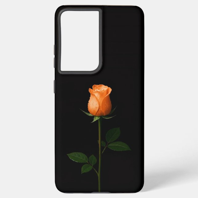 Coque Samsung Galaxy Black 4 Luxe Galaxy S21 Plus, Sunset Orange Rose (Verso)