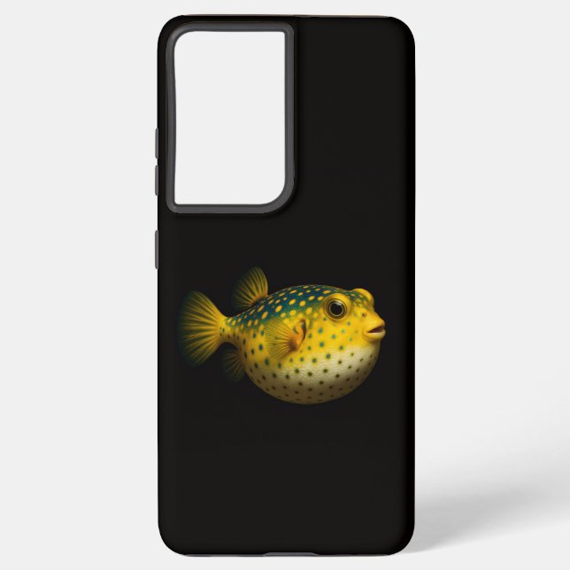 Coque Samsung Galaxy Black 4 Luxe Galaxy S21 Plus, Yellow Putterfish (Verso)