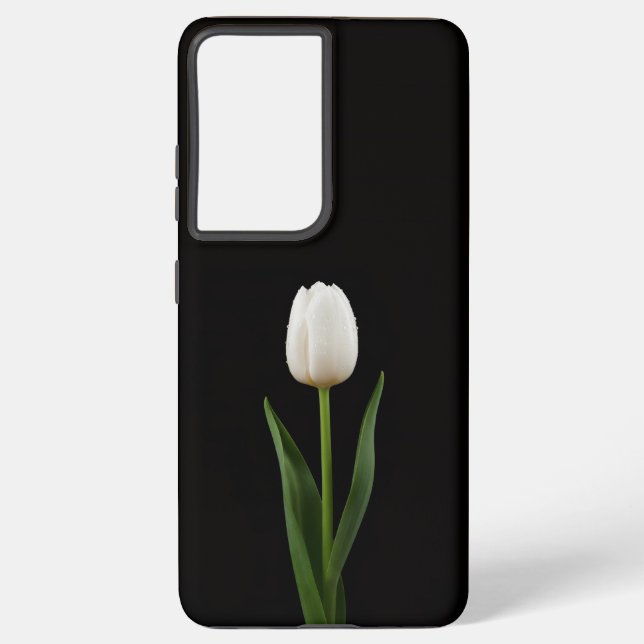 Coque Samsung Galaxy Black 4 Luxe Galaxy S21 Ultra, Pearl White Tulip (Verso)