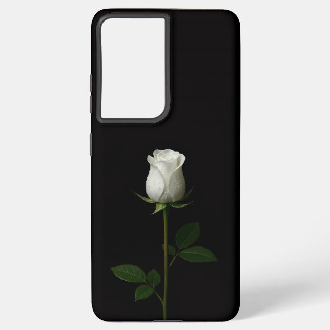 Coque Samsung Galaxy Black 4 Luxe Galaxy S21 Ultra, Pure White Rose (Verso)