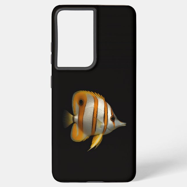 Coque Samsung Galaxy Black 4 Luxe Galaxy S21 Ultra, Reef Butterflyfish (Verso)