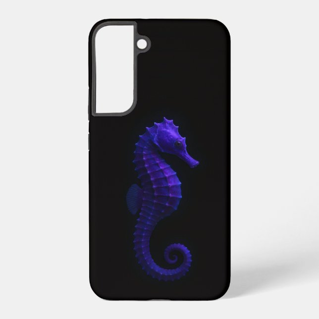 Coque Samsung Galaxy Black 4 Luxe Galaxy S22 Plus, Violet Blue Seahorse (Verso)