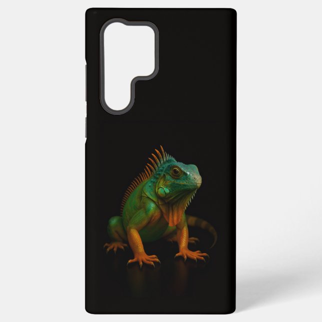 Coque Samsung Galaxy Black 4 Luxe Galaxy S22 Ultra, Green Iguana (Verso)