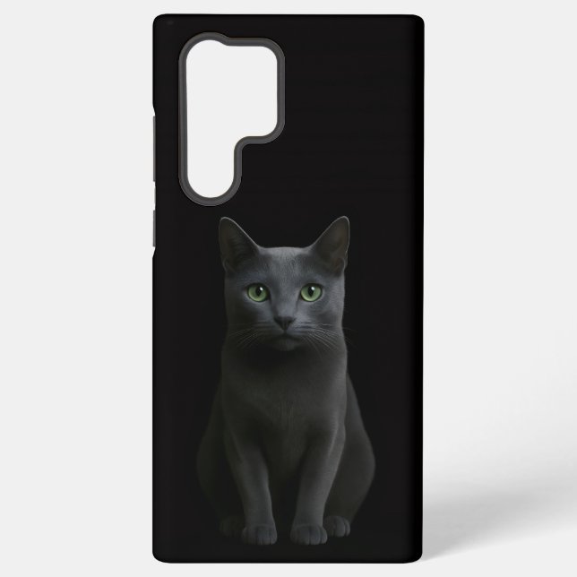 Coque Samsung Galaxy Black 4 Luxe Galaxy S22 Ultra, Russian Blue Cat (Verso)