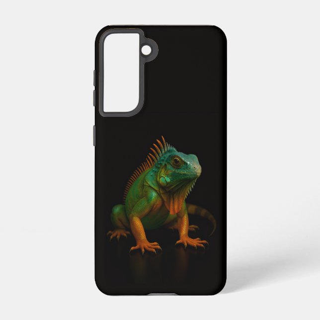 Coque Samsung Galaxy Black 4 Luxe Samsung Galaxy S21, Green Iguana (Verso)