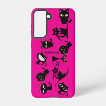 Black Cats Fuchsia Samsung Galaxy Phone Case