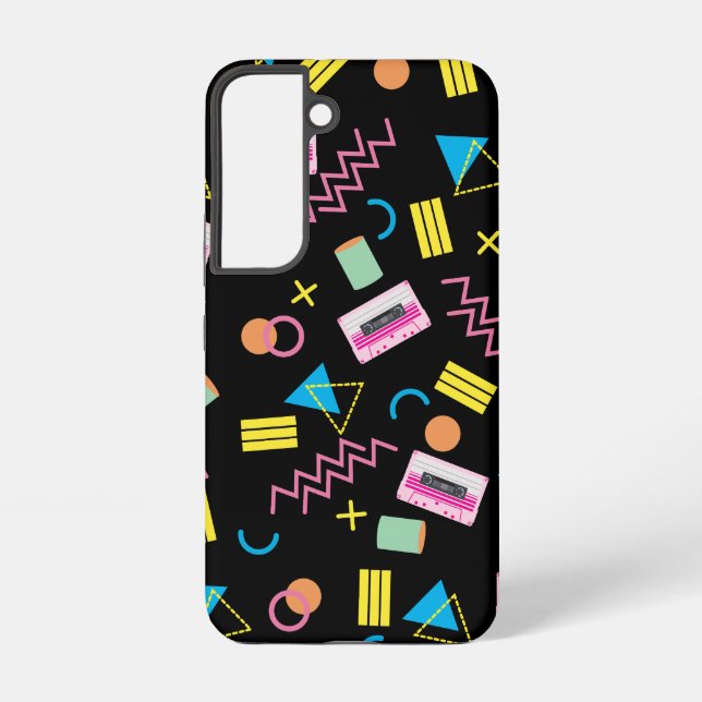 Coque Samsung Galaxy Black Colorful 80's Motif (Verso)