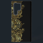 Coque Samsung Galaxy Black & Gold Floral Paisley dentelle<br><div class="desc">Dentelle de paisley florale vintage et élégante aux tons or sur arrière - plan noir.</div>