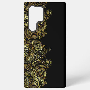 Coque Samsung Galaxy Black & Gold Floral Paisley dentelle