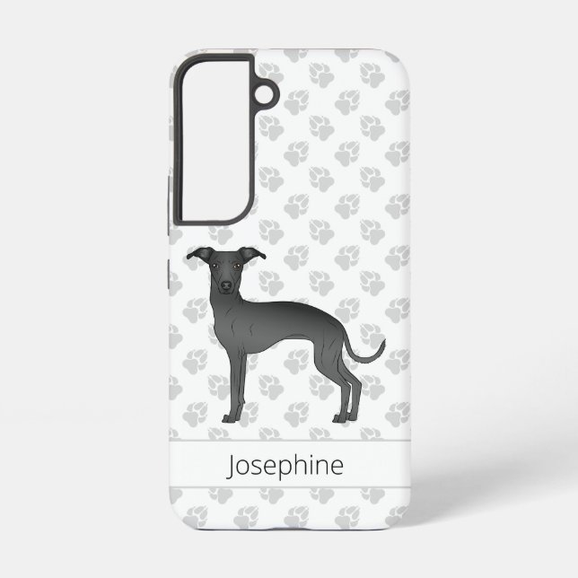 Coque Samsung Galaxy Black Italian Greyhound mignon Dessin Dessin Chien (Verso)