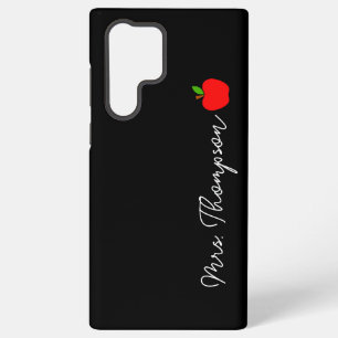 Coque Samsung Galaxy Black Minimal Nom personnalisé Enseignant Red Appl
