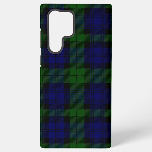 Coque Samsung Galaxy Black Watch Tartan bleu vert Plaid (Verso)