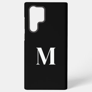 Coque Samsung Galaxy Blanc Noir Nom Personnalisé Monogramme Élégant De