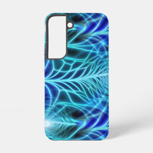 Coque Samsung Galaxy Bleu Électrique Lumineux Motif Répétitif Fractal