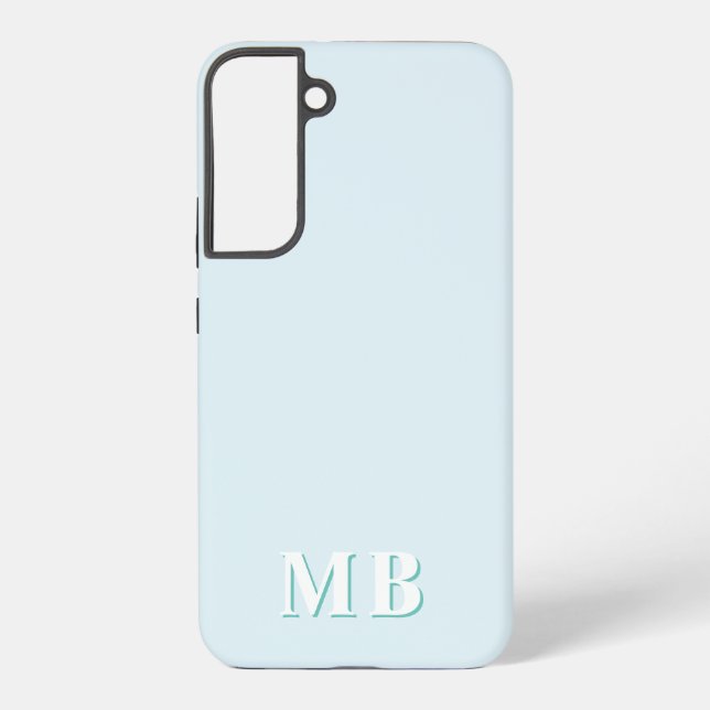 Coque Samsung Galaxy Bleu et Turquoise | Monogramme initial moderne min (Verso)