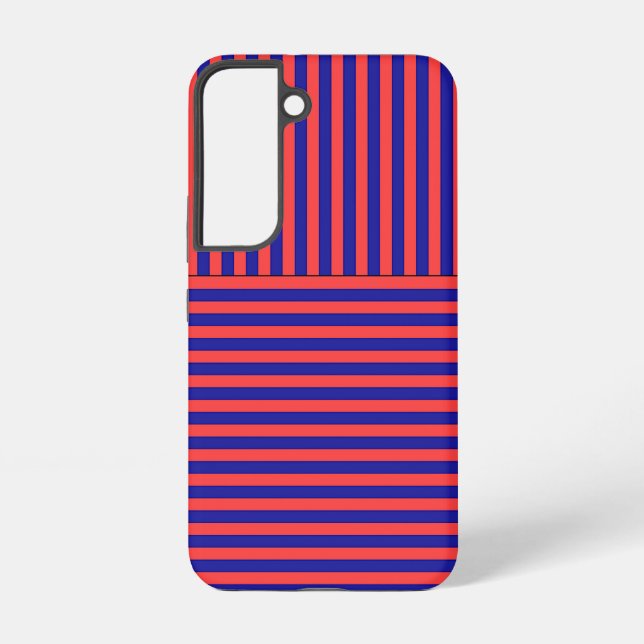 Coque Samsung Galaxy Bleu rouge, bandes horizontales verticales (Verso)