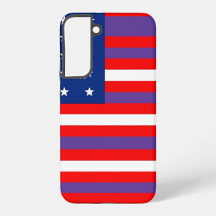Coque Samsung Galaxy Bleu rouge patriotique et bandes blanches avec éto