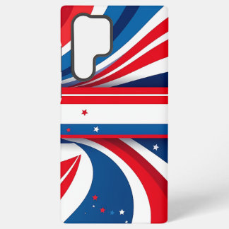 Coque Samsung Galaxy Bleu rouge patriotique et Vagues blanches avec éto