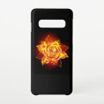 Coque Samsung Galaxy S10 Blooming Fire Rose<br><div class="desc">Blooming rose from fire and flame on black background.</div>