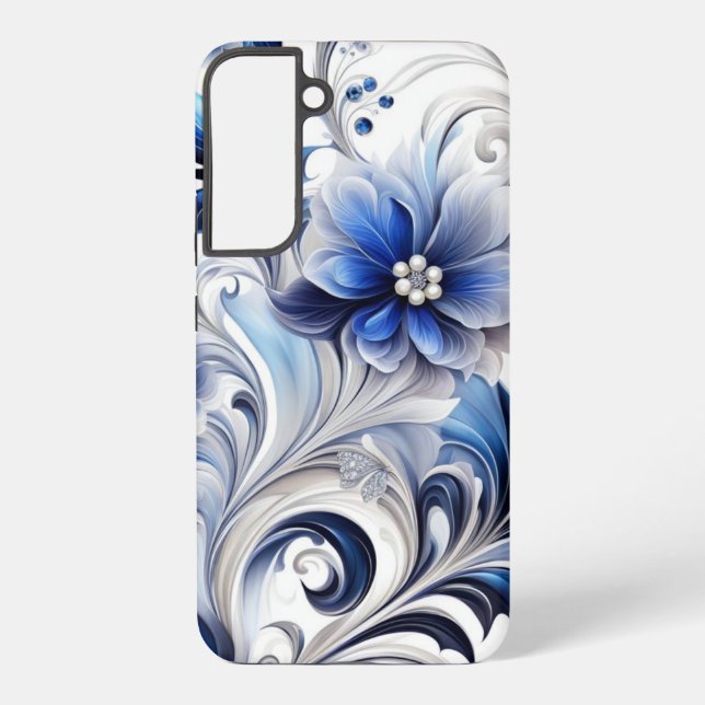Coque Samsung Galaxy Blue Floral Pastel Soft Design (Verso)
