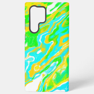 Coque Samsung Galaxy Blue Green Jaune coloré Marbre Abstrait Liquide