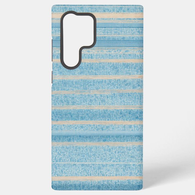 Coque Samsung Galaxy Blue Patchwork Stripe Phone Case (Verso)