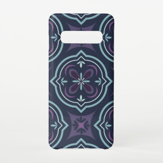 Coque Samsung Galaxy S10 blueish floral tiling pattern