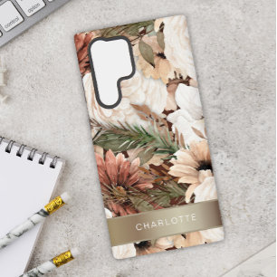 Coque Samsung Galaxy Boho Floral Tons Terre