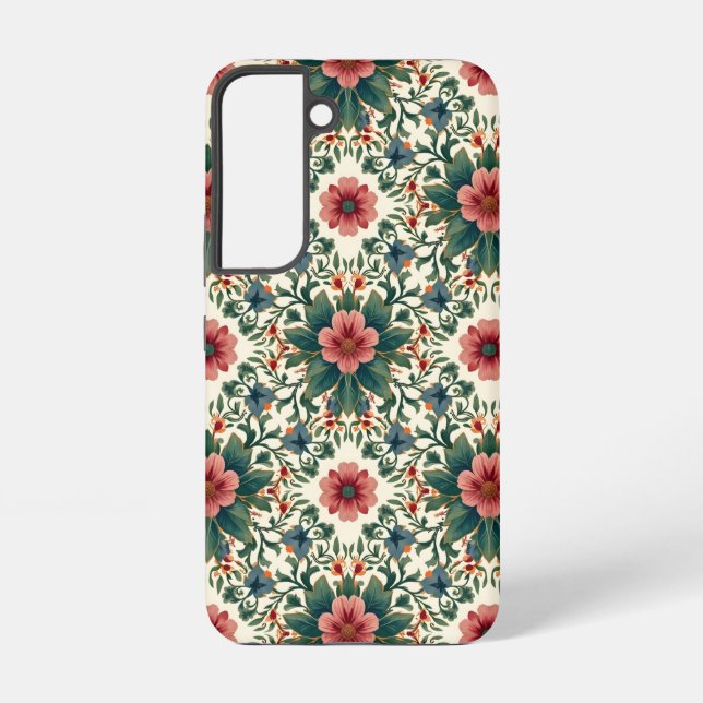 Coque Samsung Galaxy Boho Flower Magic - dans les tons vert et rose (Verso)