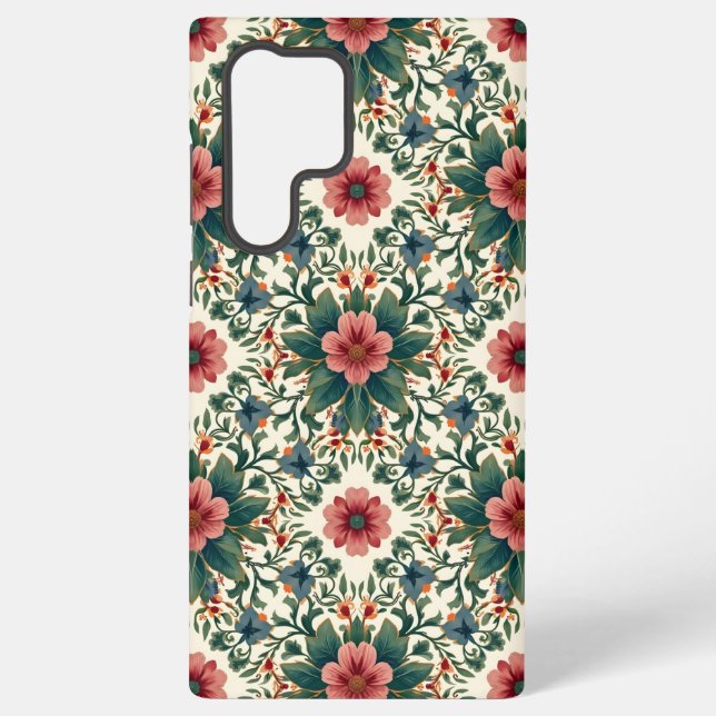 Coque Samsung Galaxy Boho Flower Magic - dans les tons vert et rose (Verso)