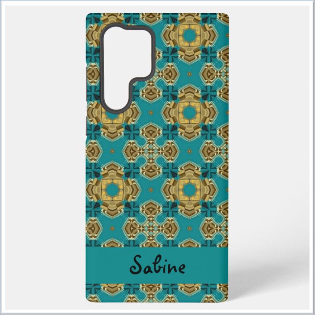 Coque Samsung Galaxy Boho Moroccan Tile Blue and Gold (Créateur téléchargé)