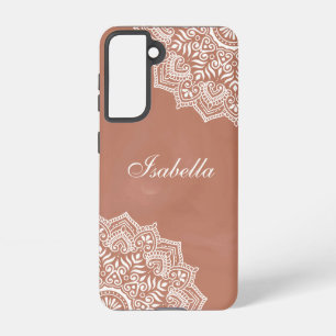 Coque Samsung Galaxy Boho Terracotta Mandala Nom personnalisé