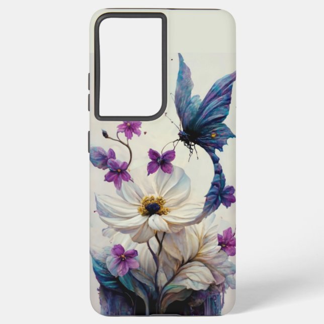 Coque Samsung Galaxy Boîtier de téléphone à fleurs blanches (Verso)