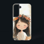 Coque Samsung Galaxy Boîtier de téléphone Blossom Crown Joy<br><div class="desc">Une fille joyeuse porte une couronne de fleurs,  rayonnant de positivité et d'innocence. Ce design fantaisiste apporte charme et énergie jeune à votre téléphone.</div>