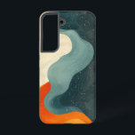 Coque Samsung Galaxy Boîtier de téléphone de flux de fusion<br><div class="desc">Les flux d'orange turquoise et enflammée créent une composition abstraite fascinante,  presque liquide.</div>